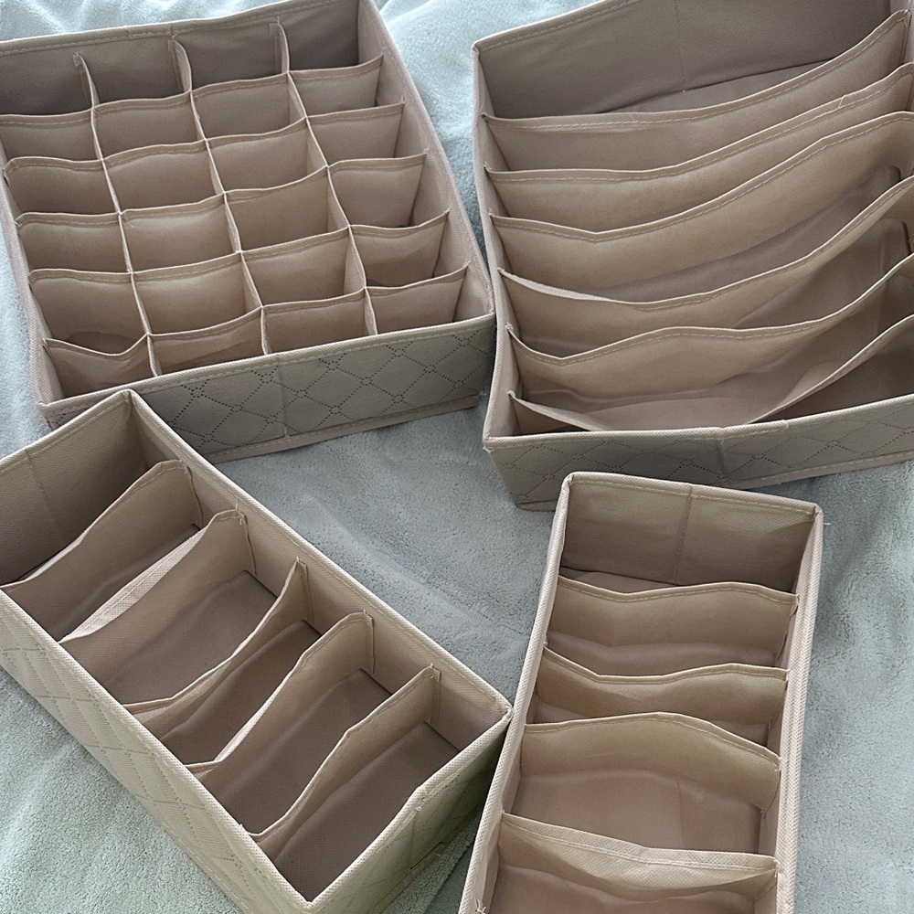 Beige Closet /Drawer Organizer Set (4 Pieces)